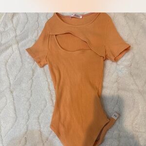 Blue Blush Orange Ribbed Bodysuit